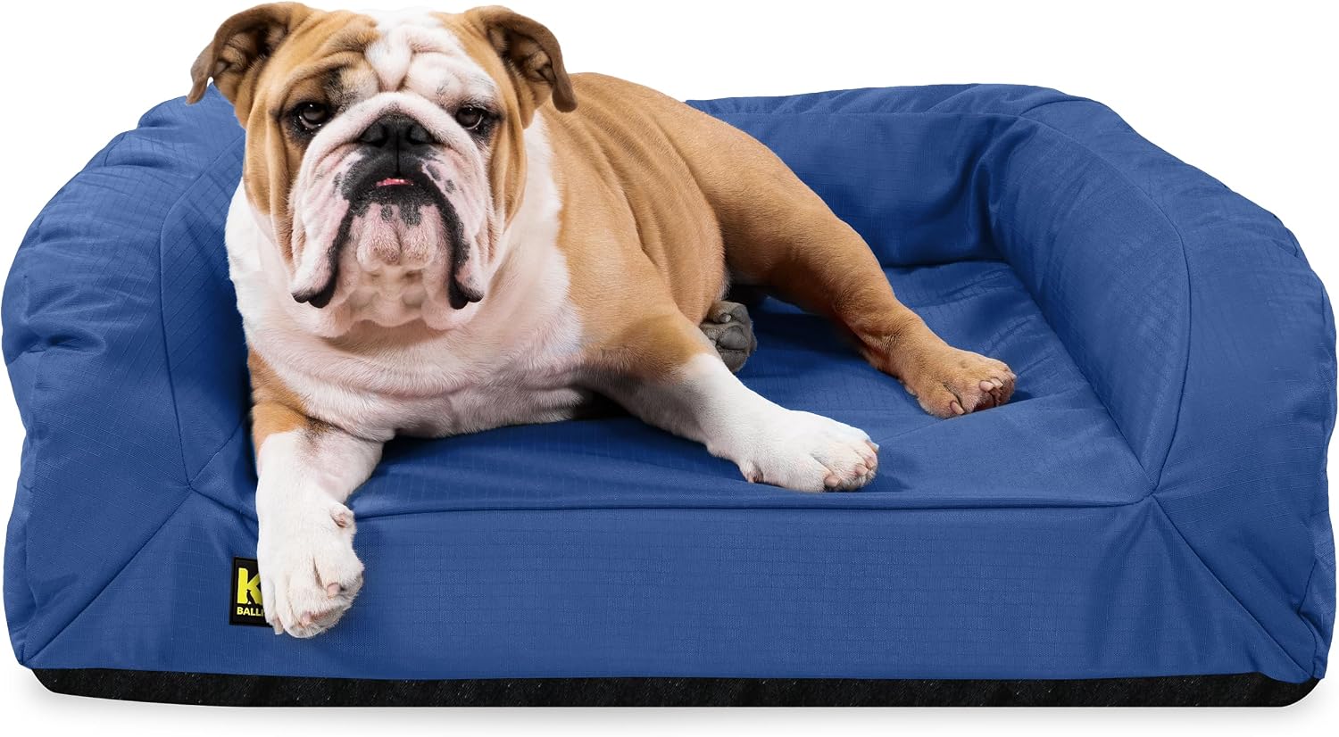 K9 Ballistics Tough Orthopedic Medium Bolster Dog Bed - Washable, Durable and Water Resistant Dog Bed - Made for (M) Medium Dogs, 33'x27', Blue Quartz