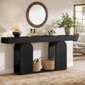 Tribesigns Farmhouse Wood Console Table, 70.9-Inch Entryway Accent Table with U-Shaped Base, 2-Tier Extra Long Sofa Tables for Entrance, Hallway, Living Room (Black)