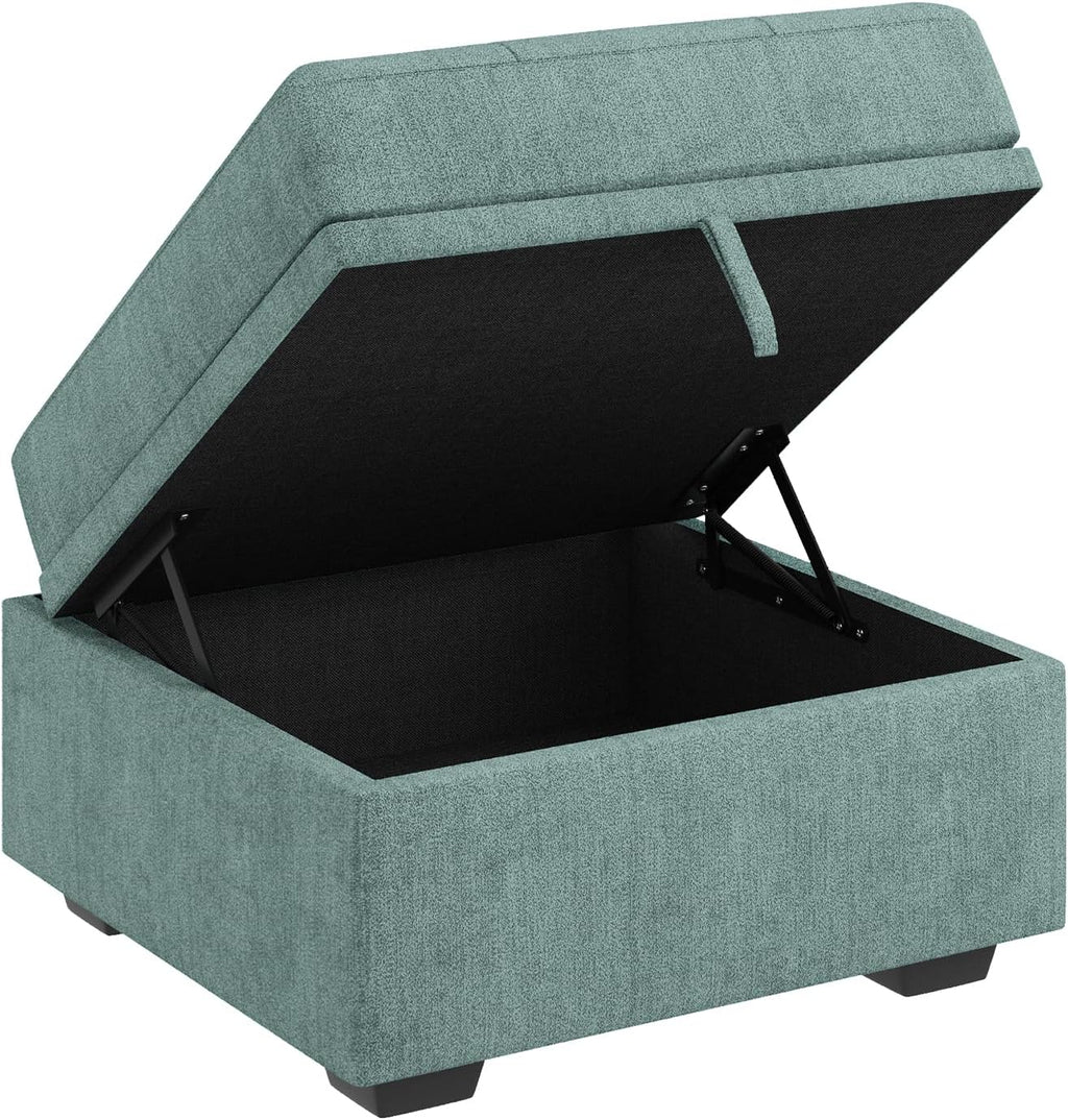 HONBAY Modular Sectional Sleeper Sofa with Pull Out Bed, Ottoman for Sectional Couch,Blue