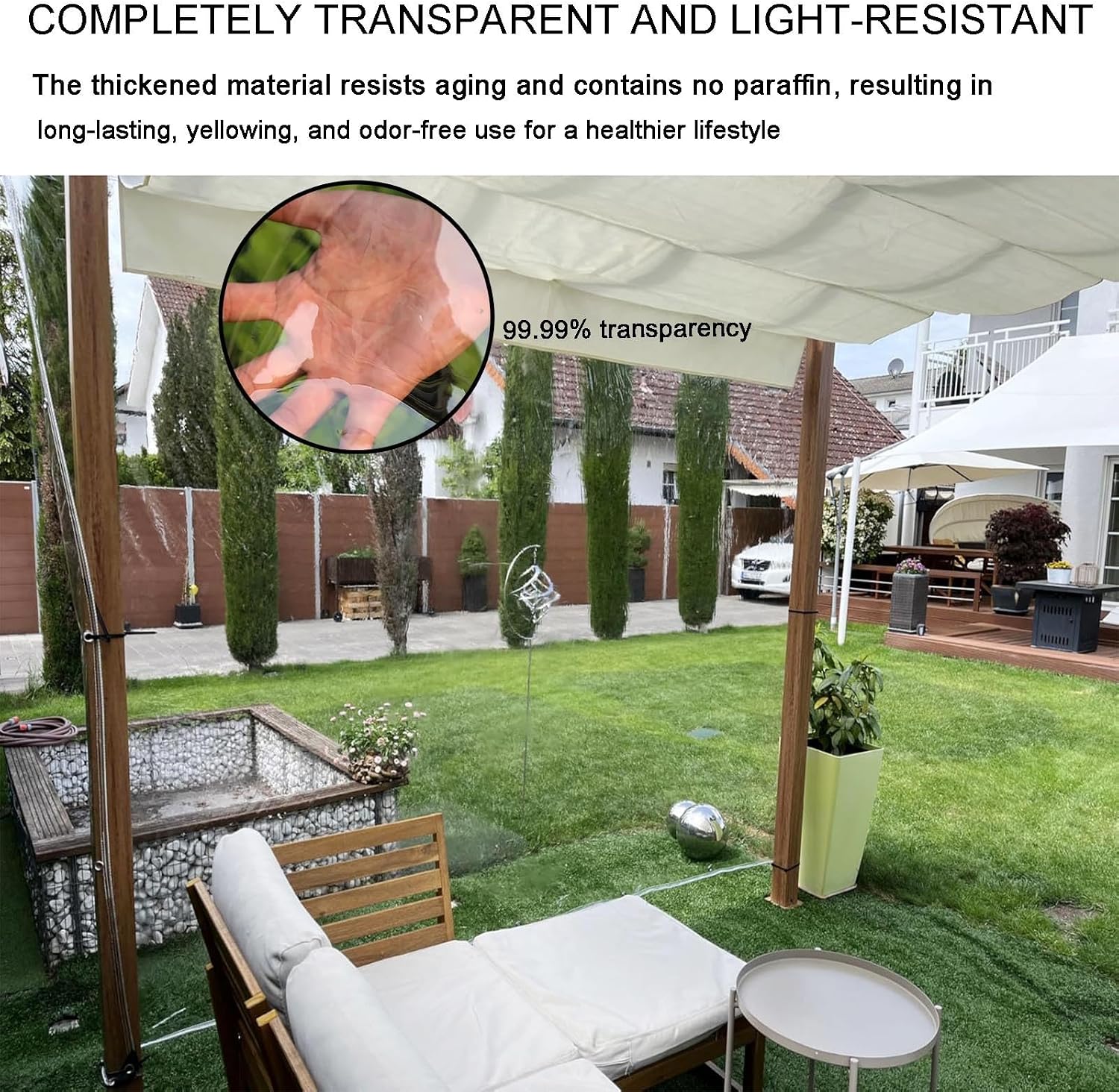 6x8 8x10 10x20' Clear Tarps Waterproof for Outdoor UV Resistant Porch Tarpaulin Cover Garden Heavy Duty Clear Vinyl Tarp 15.4Mil Thick with Grommets and Reinforced Edges(20x23 FT)