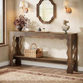 Tribesigns 63 Inch Entryway Table, Modern Rustic Entry Table with Scalloped Edge & Storage Shelf, Accent Narrow Long Sofa Table Behind Couch Console Tables for Entryway, Living Room, Dark Brown