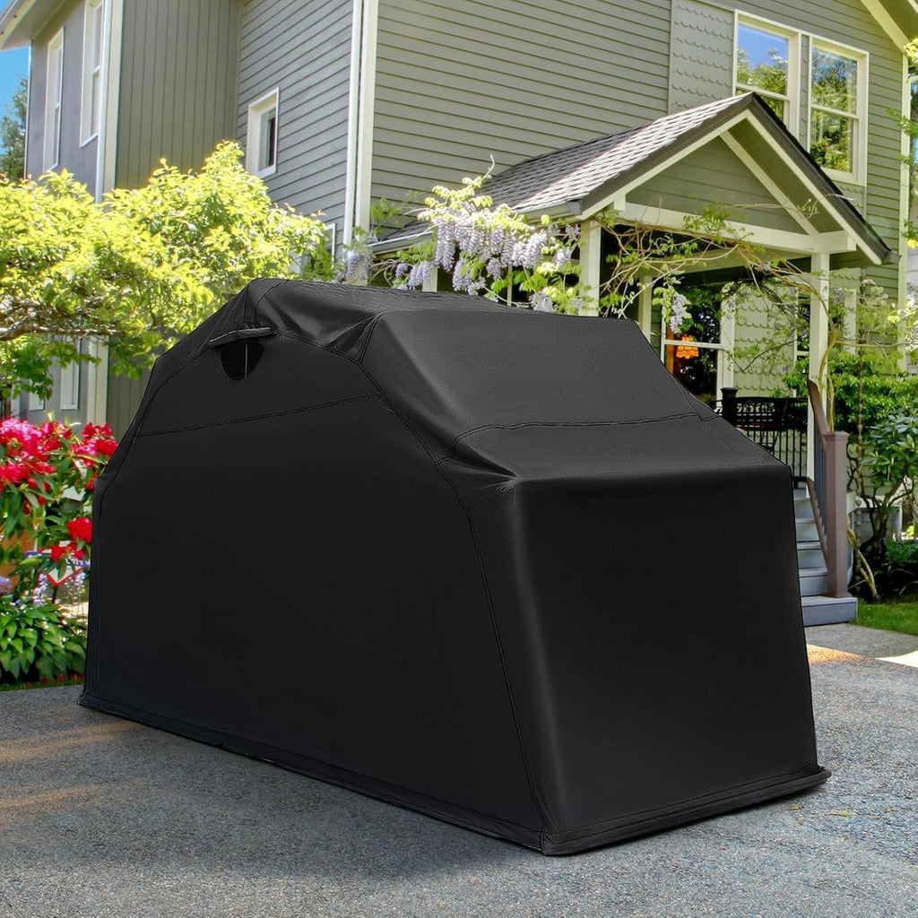 ERGOMASTER Motorcycle Shed, 136' x 54' x 75' Heavy Duty Waterproof Motorcycle Garage with 600D Oxford Fabric, Roll-up Mesh Windows Shed