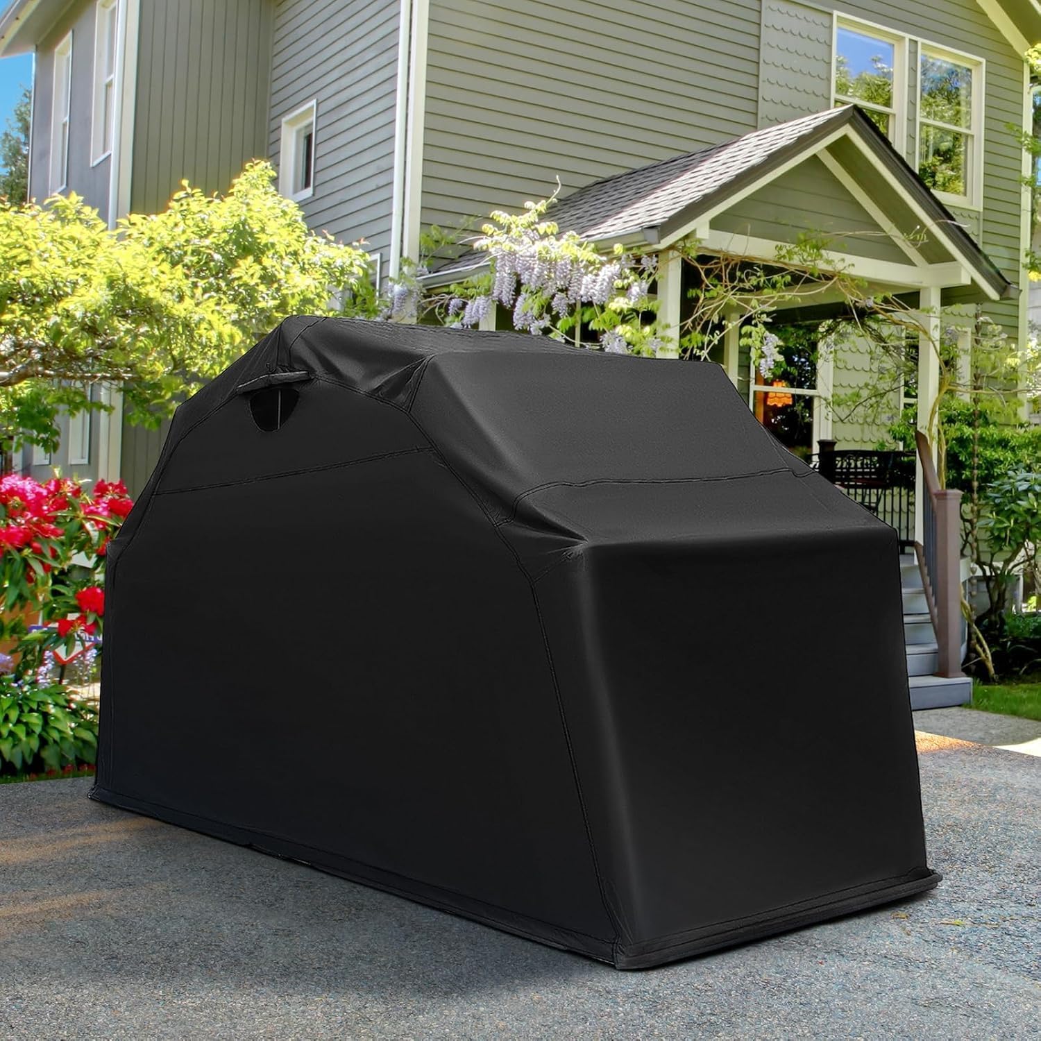 ERGOMASTER Motorcycle Shed, 136' x 54' x 75' Heavy Duty Waterproof Motorcycle Garage with 600D Oxford Fabric, Roll-up Mesh Windows Shed