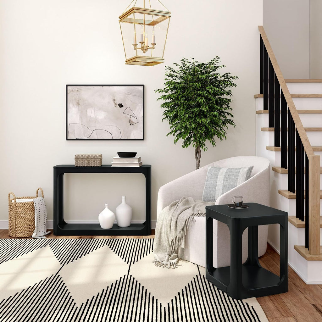 Plank+Beam Forma Console Table, 46 Inch, Solid Wood Sofa Table, Entryway Table for Hallway, Narrow Behind The Couch Table, Console Tables for Entryway, Living Room, Foyer, Easy Assembly, Black