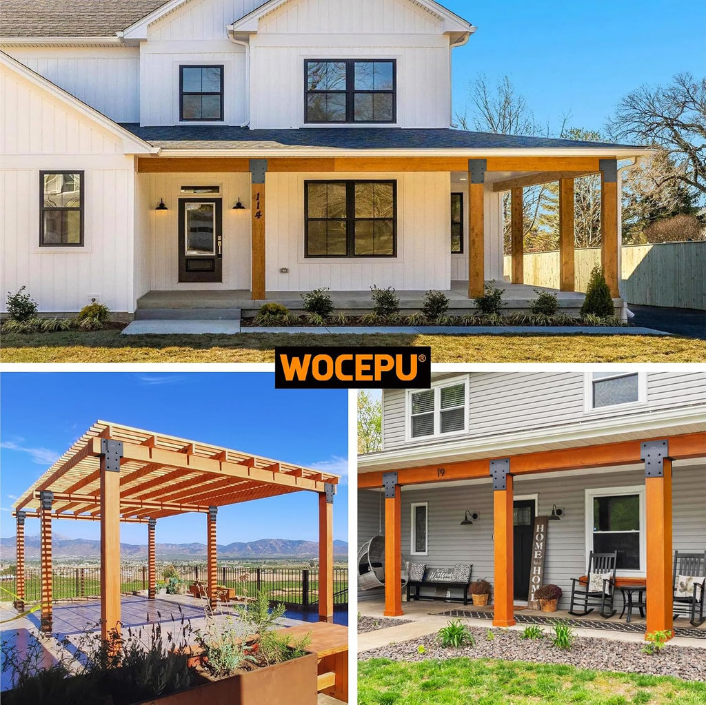 3 Pack Heavy Duty 8x8 (Actual 7.5'x7.5') Stainless Steel Post Caps Tie Bracket , Fit Connecting Wood Gazebo, Deck Patio Post and Wood Beams Bracket ( Dark Ggray)
