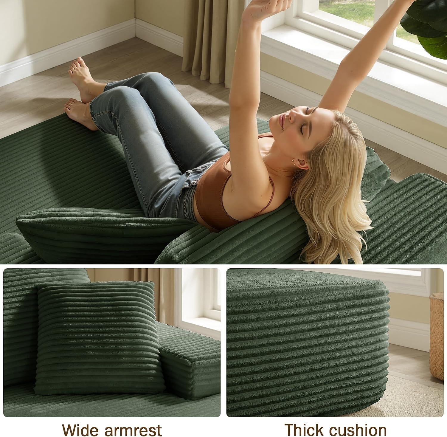 68.5' Oversized Chaise Lounge Chair Indoor, Boneless Sleeper Sofa Bed with Pillows, Deep Seat Sleeper Couch Reading Chairs, Cloud Sofas Couches for Living Room, No Assembly Required