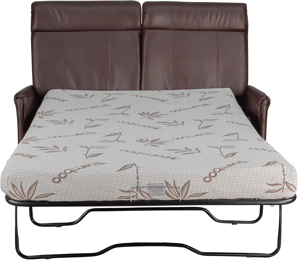 RecPro Charles Collection 60' RV Hide A Bed Loveseat | Memory Foam Mattress | Pull Out Couch | Mahogany