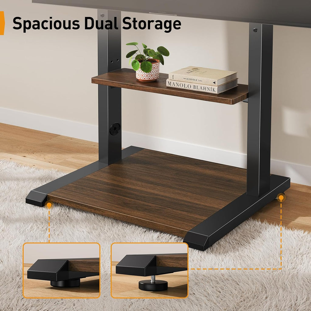 Perlegear Floor TV Stand for 50–110″ TVs with Power Strip, Holds Up to 250 lbs, Universal Standing TV Mount with Adjustable Shelf & Feet, Max VESA 800x600mm, Tall TV Stand for Living Room, PGFS20B