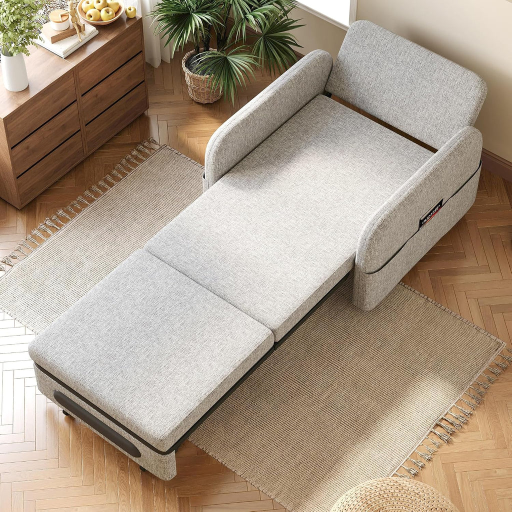 34.6' Pull Out Sofa Bed, Convertible Sleeper Sofa, 2-in-1 Couch Bed for Living Room & Small Spaces, RV Sofa Bed, Multi-Functional Folding Loveseat, Gray