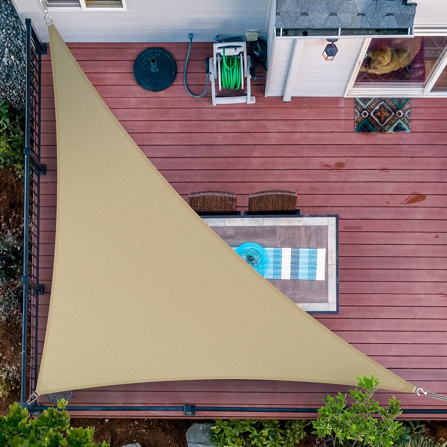 ShadeMart 14' x 18' x 22.8' Sand Beige Sun Shade Sail UPF50 Right Triangle smTAPT08 Canopy Fabric Cloth Screen, Water Air Permeable & UV Resistant, Heavy Duty (We Customize Size)