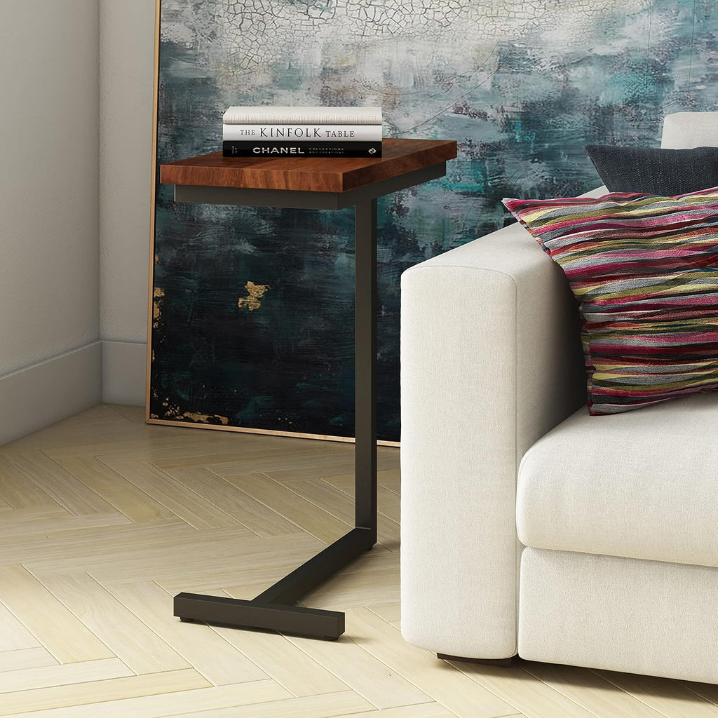 SIMPLIHOME Gowen SOLID MANGO WOOD and Metal 18 inch Wide Rectangle Industrial C Side Table in Dark Cognac Brown, Fully Assembled for the Living Room and Bedroom