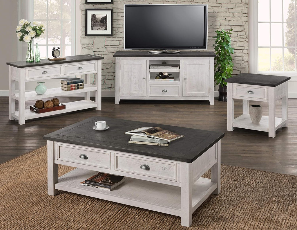 Martin Svensson Home Monterey Solid Wood Sofa Console Table White with Grey Top