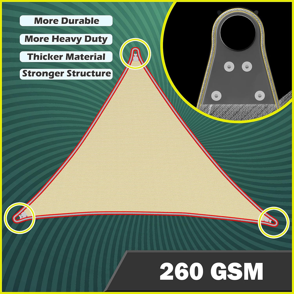 Royal Shade 14' x 20' x 24.42' Grey Right Triangle Super Ring Sun Shade Sail Order to Make Canopy Awning RSAWTN, 260 GSM Heavy Duty & 98% UV Blockage, Backyard Outdoor Patio (We Make Custom Size)