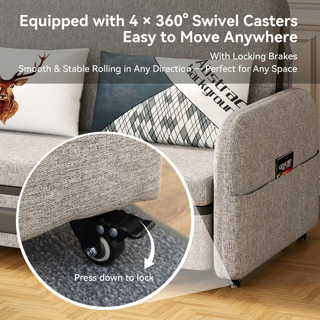 Pull-Out Sofa Bed - Versatile Futon Sleeper Couch for Living Room and Small Spaces(34.25'' D x 59.84'' W x 37.4'' H)- Gray/White RV Lounge (61.61' Gray)