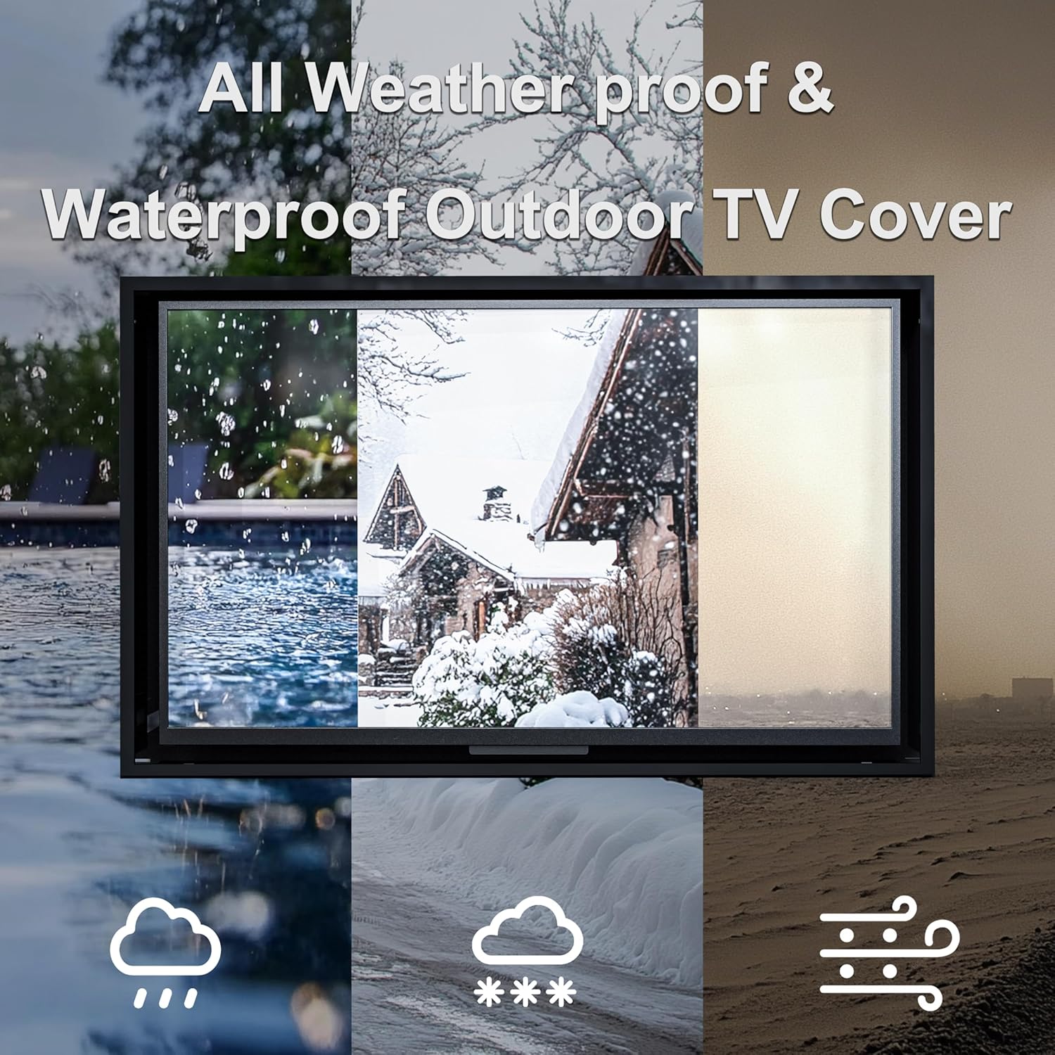 28-32 inch Weatherproof Outdoor TV Cover with lock, Hard and Durable, Clear Dust-proof Television Enclosure for Outside, Adjustable TV Wall Mount Bracket Included (28''-32'')