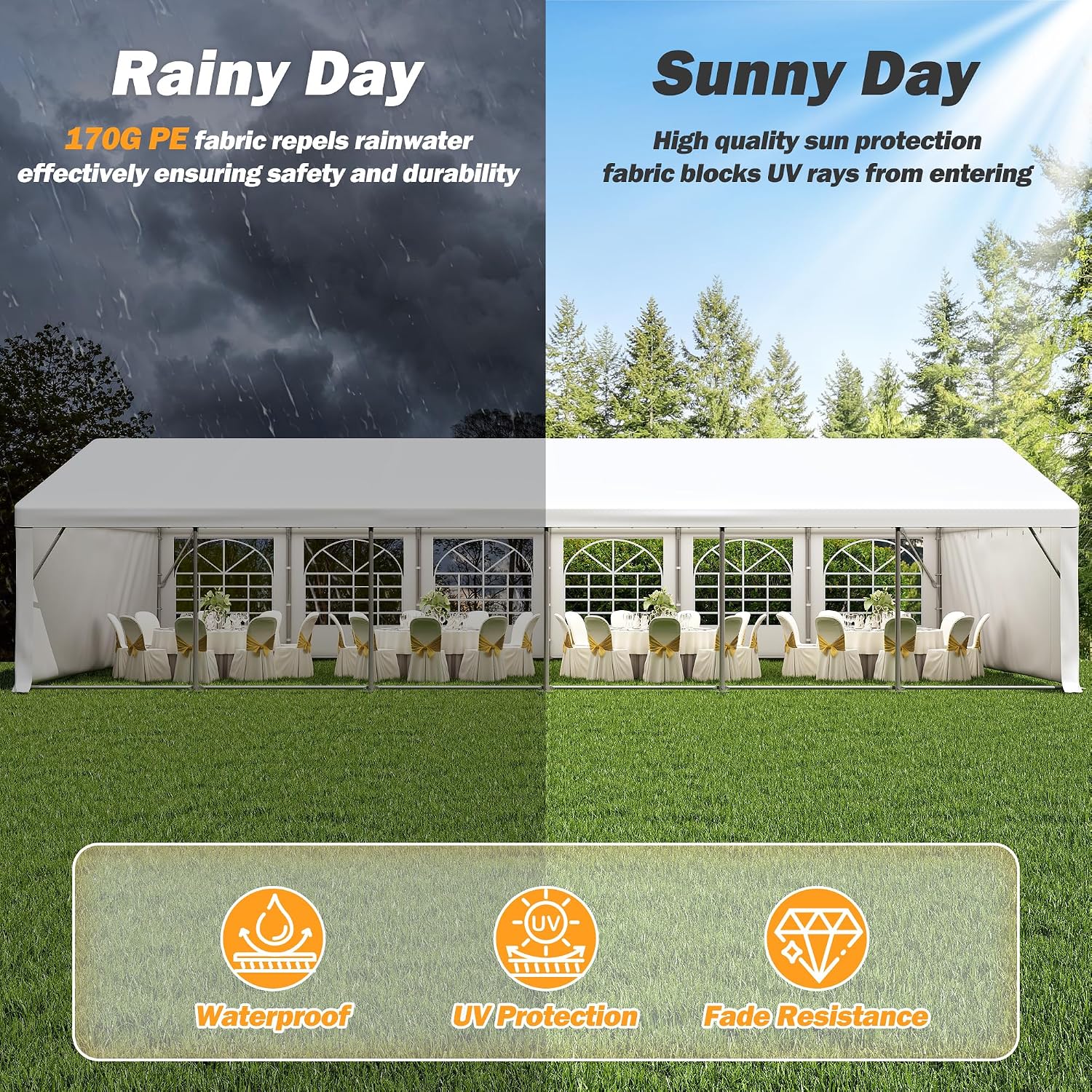 20' x 40' Party Tent Heavy Duty, Wedding Tent with Removable Sidewalls, Outdoor Gazebo Event Shelters Canopy for Birthday Party