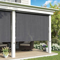 Outdoor Roller Shade, Exterior Patio Cordless Blinds with Aluminum Valance Roll Up Shades for Porch Balcony Backyard (7' W X 8' L), Anthracite Grey