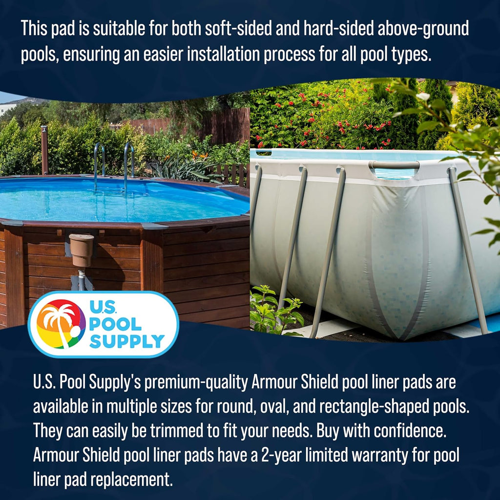 U.S. Pool Supply Ground Shield 16-Foot x 32-Foot Rectangle Heavy Duty Pool Liner Pad for Above Ground Swimming Pools - Protects Pool Liner, Prevents Punctures, Eco-Friendly Fabric - Extends Liner Life