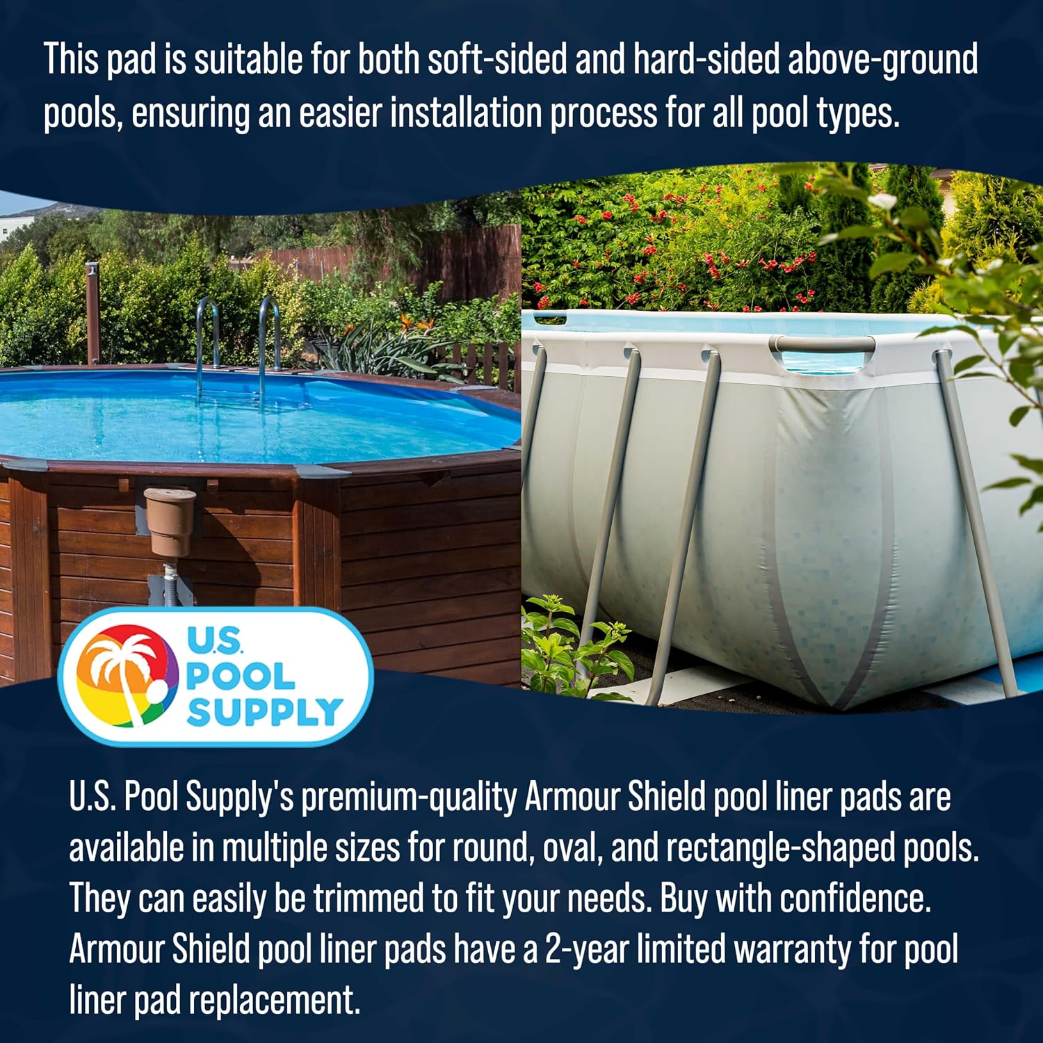 U.S. Pool Supply Ground Shield 16-Foot x 32-Foot Rectangle Heavy Duty Pool Liner Pad for Above Ground Swimming Pools - Protects Pool Liner, Prevents Punctures, Eco-Friendly Fabric - Extends Liner Life
