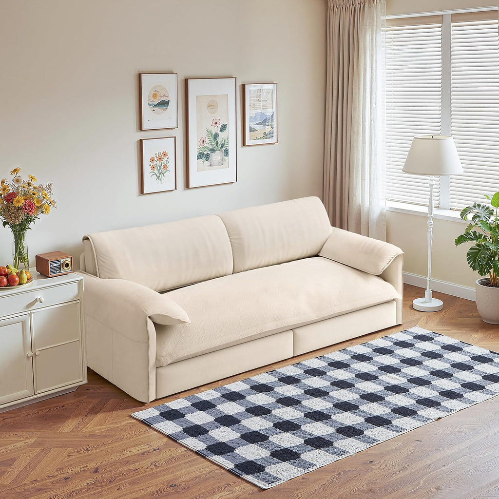 Casaphoria 66 Inch Pull Out Sleeper Sofa Beds, 3 in 1 Velvet Convertible Sofa Bed Couch, Loveseat Sofa Couch Bed with Side Pockets for Apartment, Bedroom, Living Room, Queen Size Beige