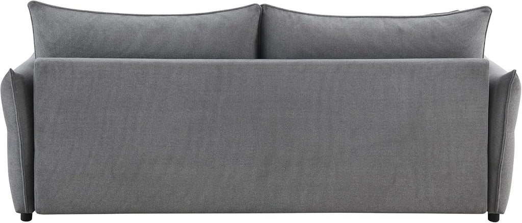 Acme Irina Fabric Upholstered Sofa with Pull-Out Sleeper and 4 Pillows in Gray