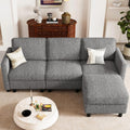 Belffin 84.3' 4 Seats L Shaped Couch Modular Sectional Sofa Washable Sectional Couches for Living Room Comfy Couches with Storage Seat Couch Sofas with Chaise,Grey