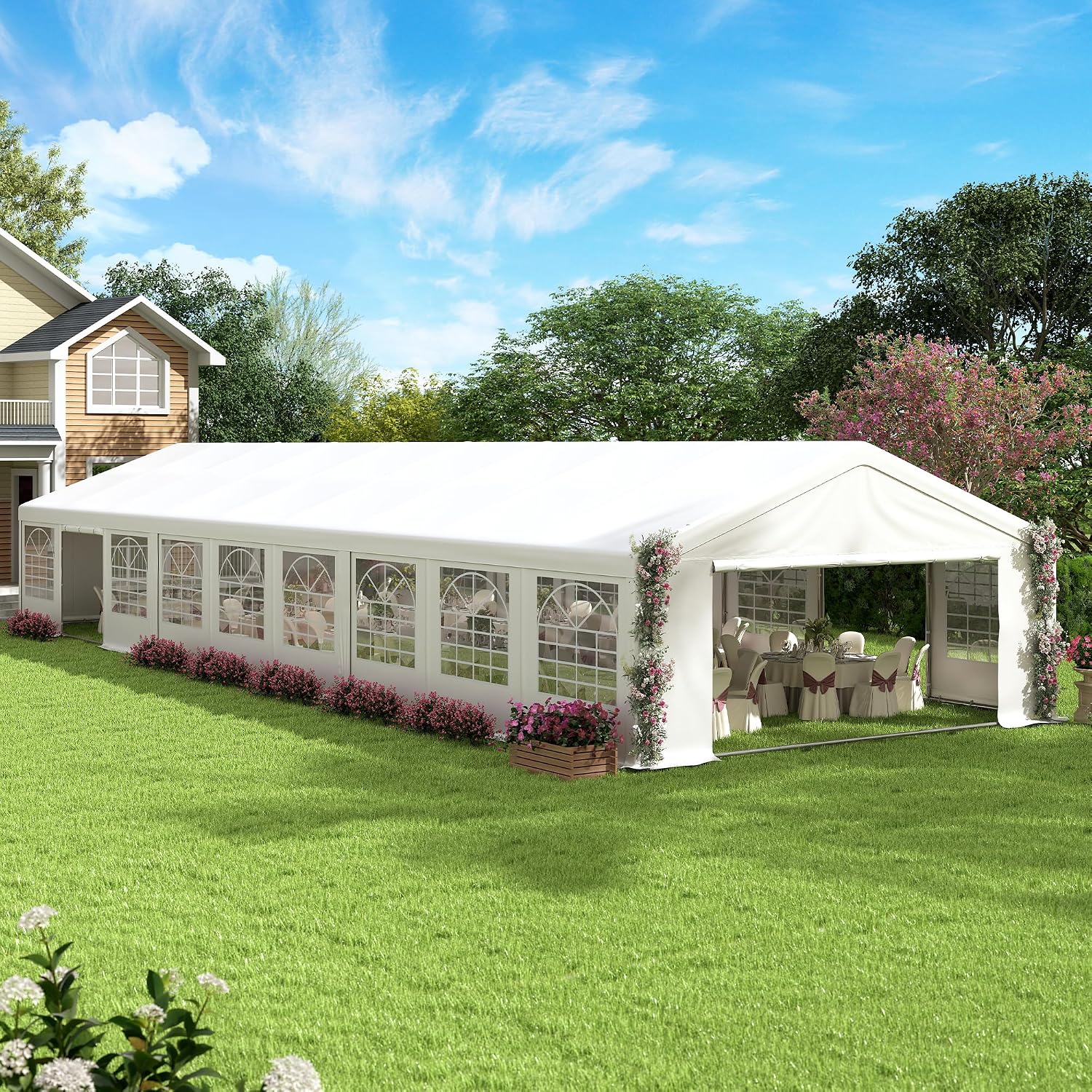 20' x 60' Party Tent Heavy Duty, Wedding Tent with Removable Sidewalls, Outdoor Gazebo Event Shelters Canopy for Birthday Party