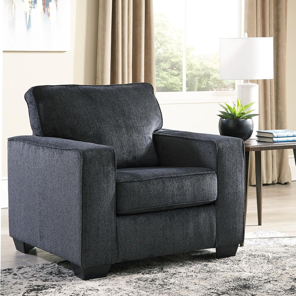 Signature Design by Ashley Altari Modern Chair, Reinforced Frame For Added Stability, Loose Seat Cushions, Back Height 37', Seat Height 20', Arm Height 26', Chenille Fabric, Dark Gray