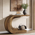 Tribesigns 43.3' Modern Console Entryway Table with Storage, Farmhouse C-Shaped Rustic Behind Couch Sofa Table for Living Room, Hallway, Entry, Entrance, Foyer, Easy Assembly, Brown