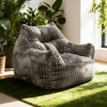 Bean Bag Chair for Adults with Armrests, Bean Bag Sofa with Back Support for Living Room, Bedroom, Dorm, Cozy Fluffy BeanBag Lazy Couch (Gray)