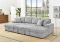 THSUPER 122'' Oversized U Shaped Plush Corduroy Fluffy Sectional Sleeper Sofa with Pull Out Bed and Double Storage Chaise for Living Room - Gray