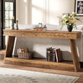 Tribesigns 70.9 Inch Long Console Table for Entryway, 2-Tier Farmhouse Entryway Table with Storage, Narrow Sofa Table Behind the Couch, Wood Accent Table for Hallway, Living Room, Foyer, Rustic Brown