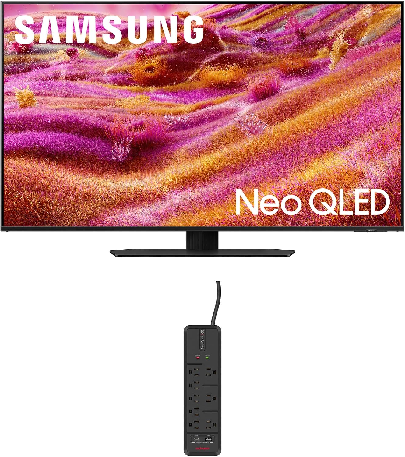 Samsung QN43QN90FAFXZA 43 Inch Neo QLED 4K QN90F Vision AI Smart TV with an AudioQuest G8 8-Outlet USB-A/USB-C AC Power Surge Protector (2025)