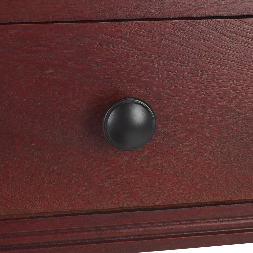 SAFAVIEH Home Collection – Rosemary Dark Cherry Console Table with Drawers & Shelf, Classic Contemporary Storage Console, Turned Leg Design (AMH5705D)
