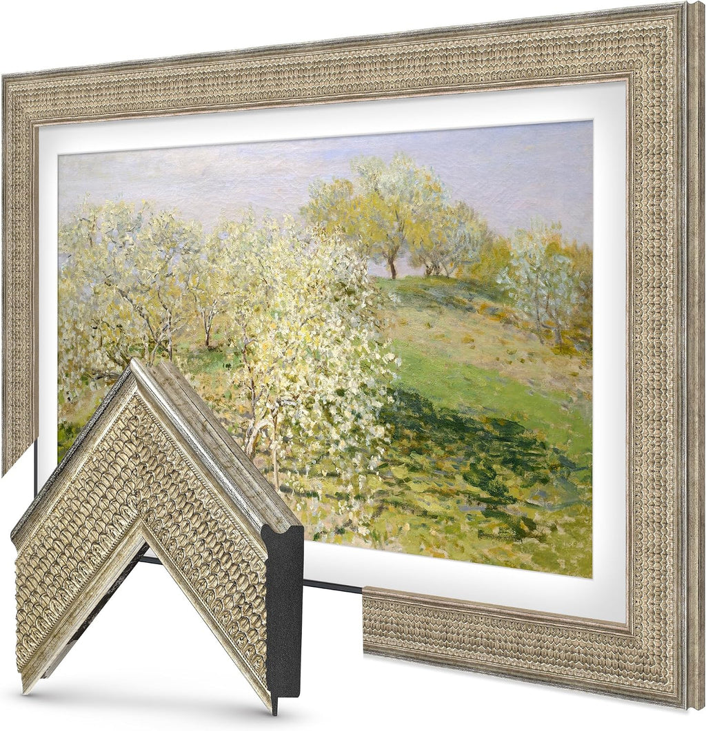 Gatsby Silver 43' Premiere Deco TV Frame - Compatible ONLY with Samsung The Frame TVs (Fits 2021-2026, LS03A, LS03B, LS03C, LS03D, LS03FA)
