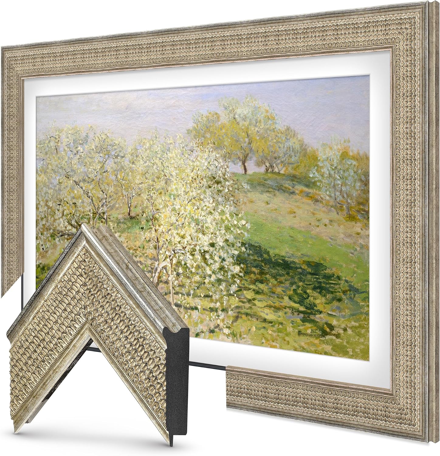 Gatsby Silver 75' Premiere Deco TV Frame - Compatible ONLY with Samsung The Frame TV and Pro TVs (Fits 2021-2026, LS03A, LS03B,LS03C,LS03D,LS03FA,LS03FW)