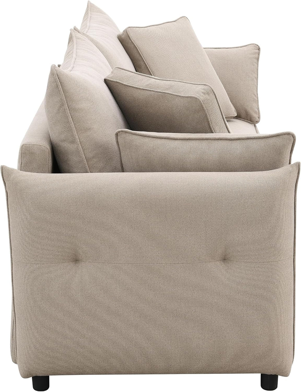 Acme Irina Fabric Upholstered Sofa with Full Size Sleeper and 4 Pillows in Beige