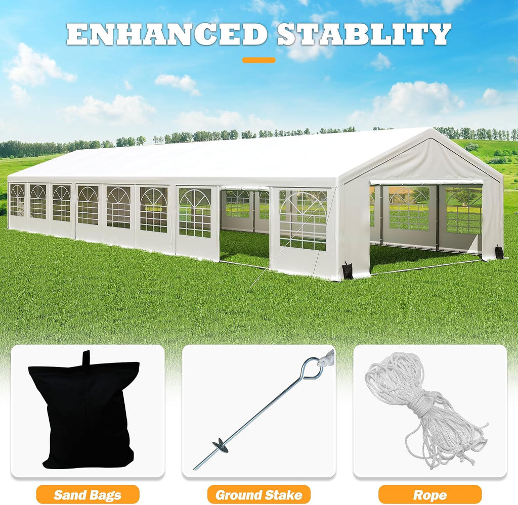 20' x 60' Party Tent Heavy Duty, Wedding Tent with Removable Sidewalls, Outdoor Gazebo Event Shelters Canopy for Birthday Party