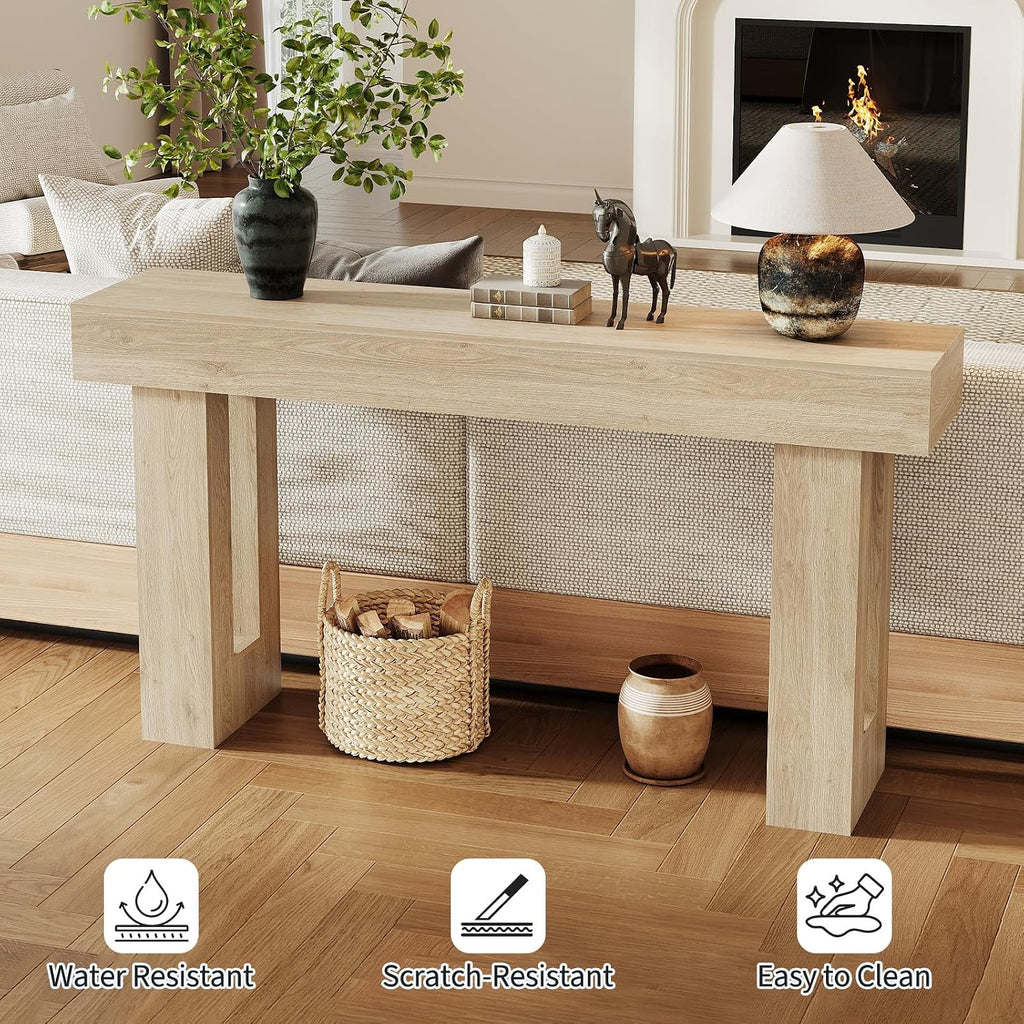 Garvee 63' Long Narrow Rectangular Console Table, Farmhouse Wood Entryway Table for Hallway, Foyer & Living Room, Sofa Table Behind Couch, Industrial Accent Table,Natural
