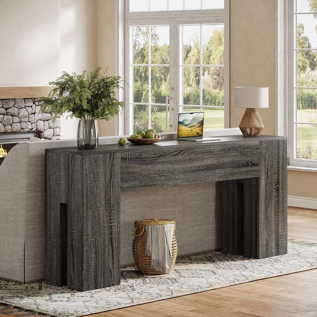 Tribesigns 71-Inch Long Console Table for Entryway, Farmhouse Sofa Console Behind Couch, Entry Table for Hallway, Foyer, Living Room, Gray