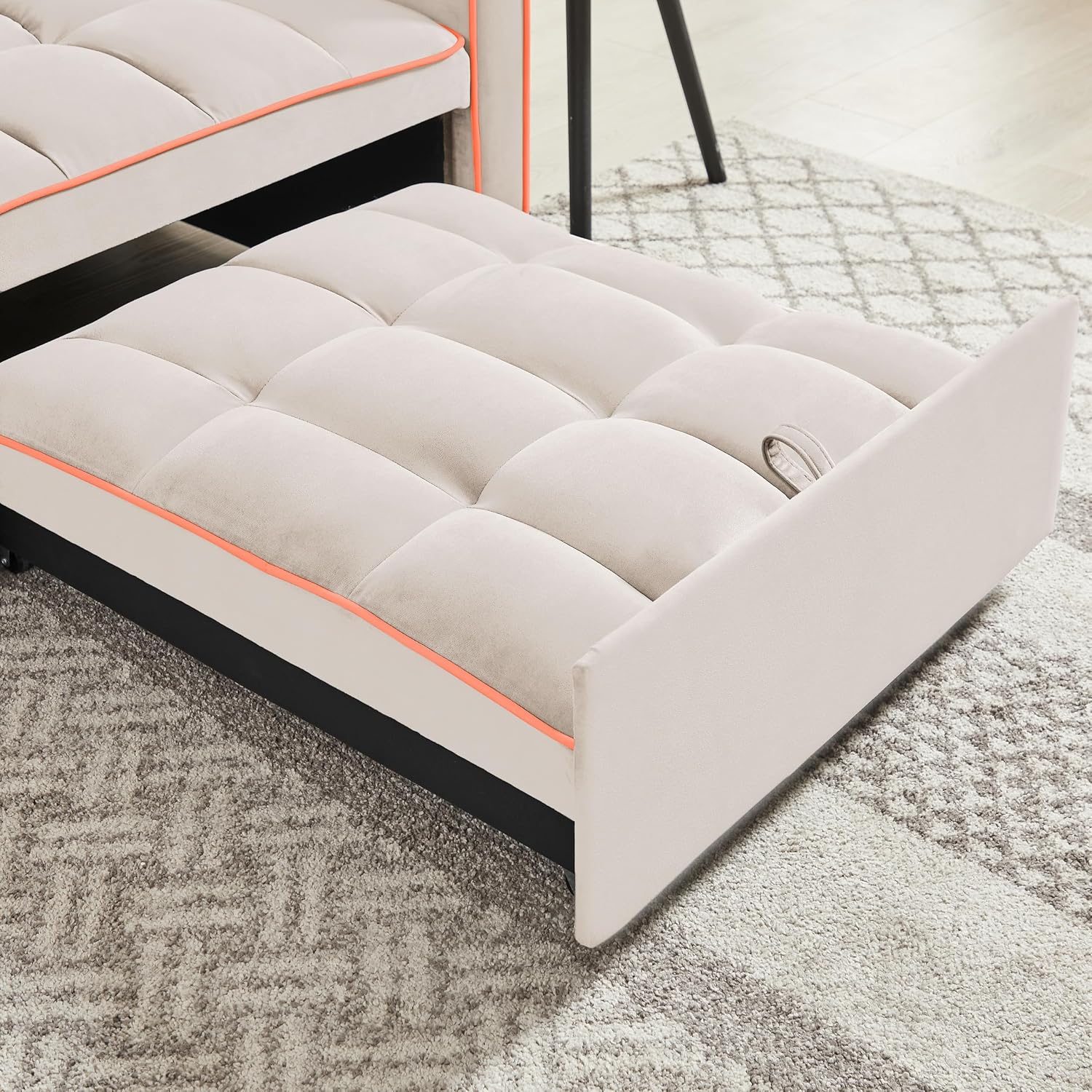 3 in 1 Convertible Sleeper Sofa Chair, 35' Pull Out Sofa Bed Recliner for Adult with Adjustable Backrest, Velvet Fabric Sleeper Couch Single Modern Chair for Living Room Bedroom, Cream White