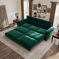 3 in 1 Convertible Sleeper Sofa Bed, 93.7' King Size Sofa Sleeper with Pull Out Bed, Velvet Folding Loveseat Sofa 3-Seater with Deep Seat, Nailhead Trim & Rolled Arm for Living Room (Green)