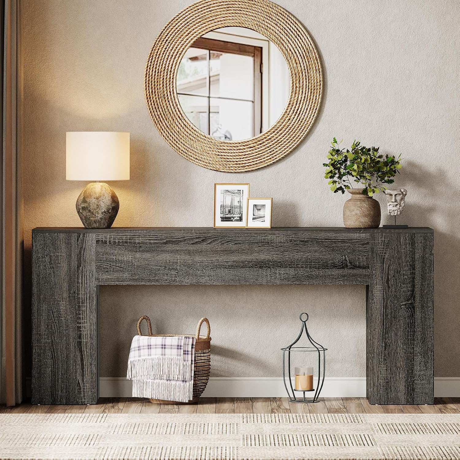 Tribesigns 71-Inch Long Console Table for Entryway, Farmhouse Sofa Console Behind Couch, Entry Table for Hallway, Foyer, Living Room, Gray