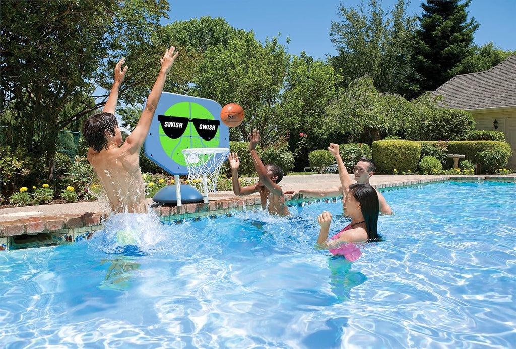 Poolmaster Swish, Swish Pro Rebounder Poolside Basketball Hoop Set for Swimming Pool Games and Great Outdoor Gift for Teenagers, Men and Pool Parties, Green