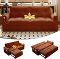 73' Queen Size Sofa Bed, Loveseat Sleeper Sofa with Pull Out Bed, Pockets and USB, Modern 2 Seater Convertible Small Couch for Living Room Bedroom Apartment (Orange, Corduroy)