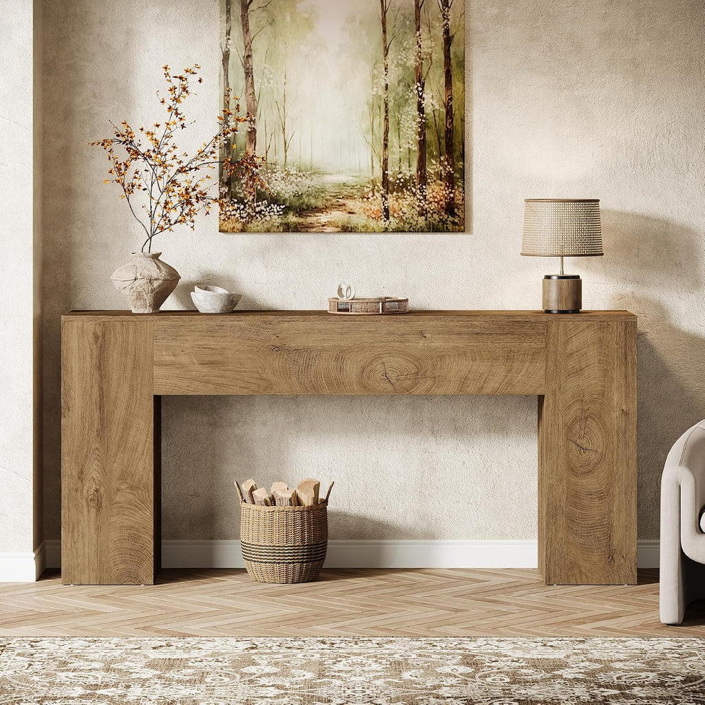 Tribesigns 71-Inch Long Console Table for Entryway, Farmhouse Sofa Console Behind Couch, Entry Table for Hallway, Foyer, Living Room, Burlywood