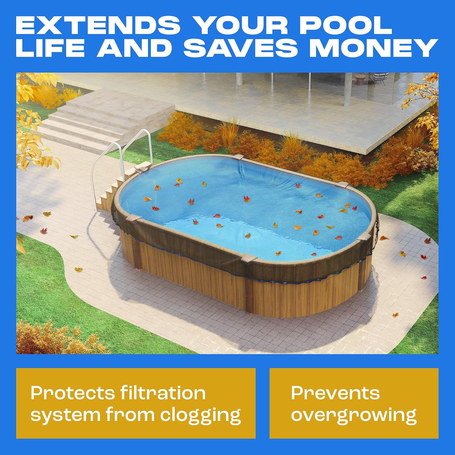 Yankee Pool Leaf Net Cover for Oval Pool 21x41 Ft.- Heavy-Duty 0.15' Above-Ground Leaf Net | Swimming Pool Net to Protect from Leaves, Debris, and Clogging