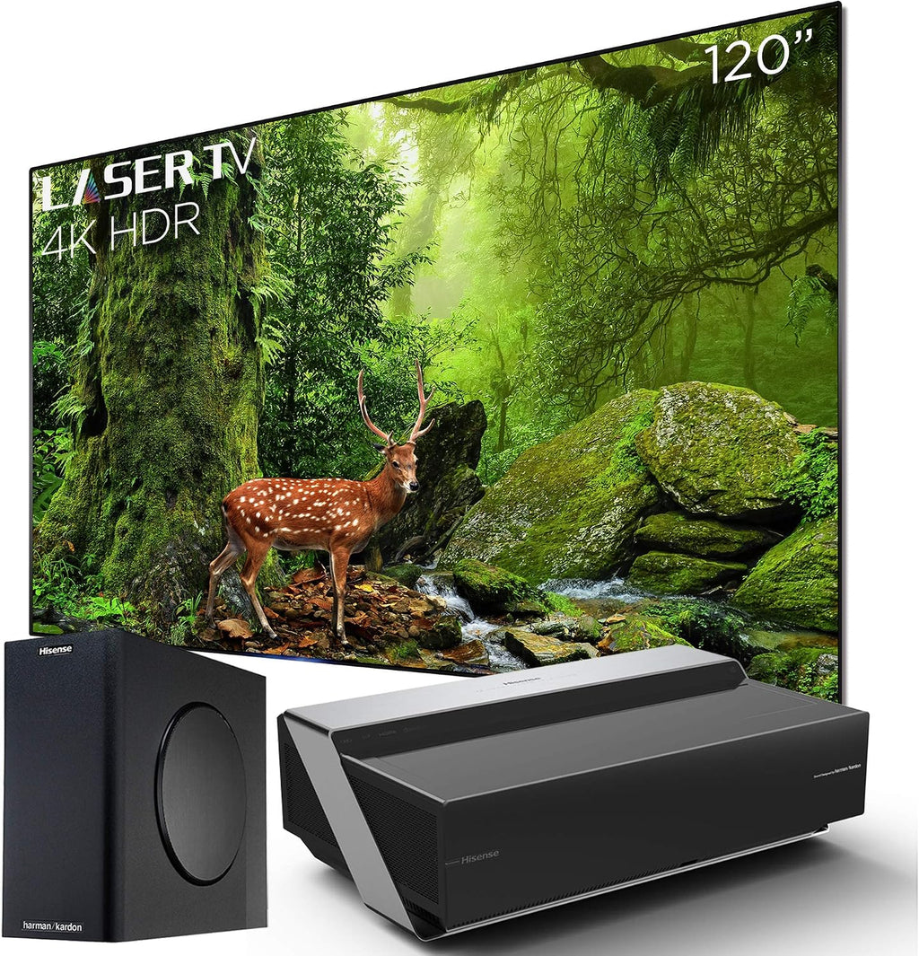 Hisense 120L10E 120-Inch 4K UHD Smart Laser Projector TV with Screen and 2.1 Audio System (2019) (Renewed)