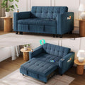LINSY Sleeper Sofa Bed, 54' Pull Out Couch with Charging Station & Cup Holder, Small 3 in 1 Convertible Loveseat Sleeper Couch for Apartment, Dorm Room, Bedroom and Small Space, Corduroy Blue
