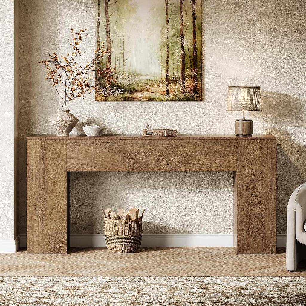 Tribesigns 71-Inch Long Console Table for Entryway, Farmhouse Sofa Console Behind Couch, Entry Table for Hallway, Foyer, Living Room, Natural Oak